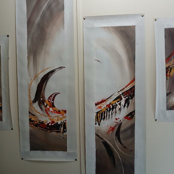 Multi Panel Print Set of 4 Piece Canvas Abstract Swirls Wall Art, Paintings - Picture 5 of 6